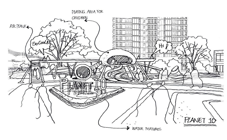社区儿童游乐设备规划手绘图